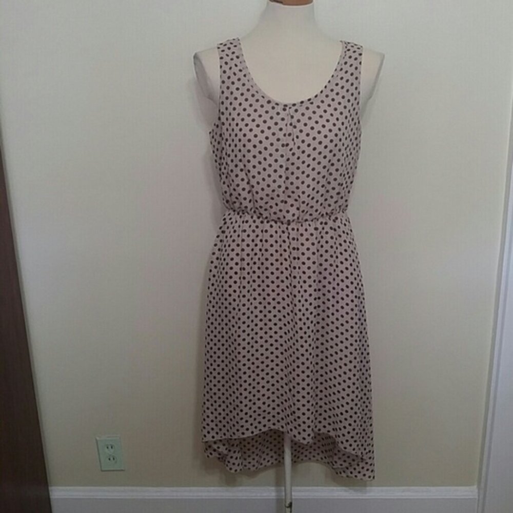 Espresso taupe polka dot high low sleeveless dress size large